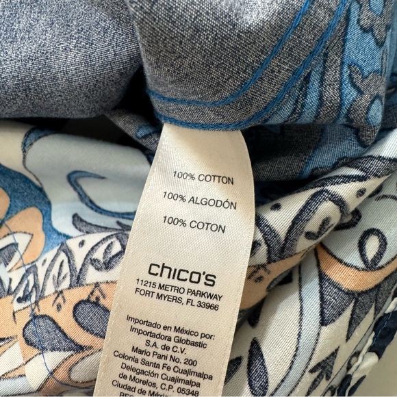 Chico’s Colorful Paisley Floral Button-Up Shirt Office Work Light Sz 2 L/12 - Picture 6 of 6